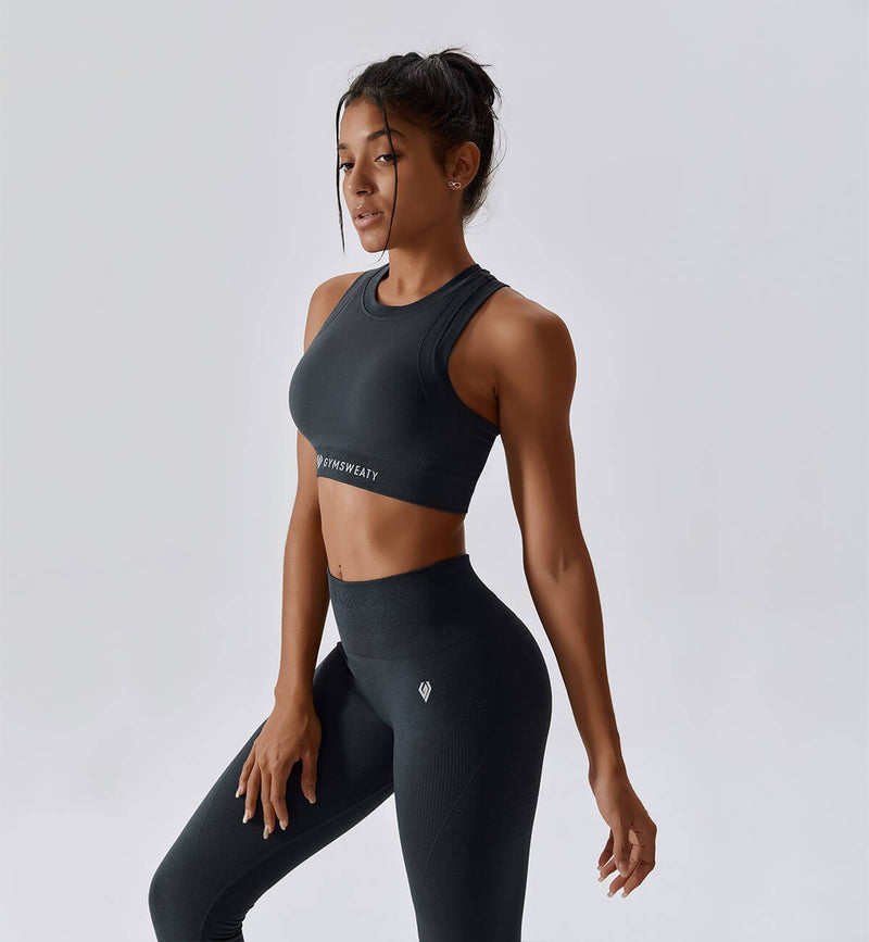 Air Flow Training Cropped Tank-Shadow Gray