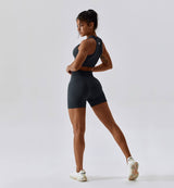Air Flow Training Cropped Tank-Shadow Gray