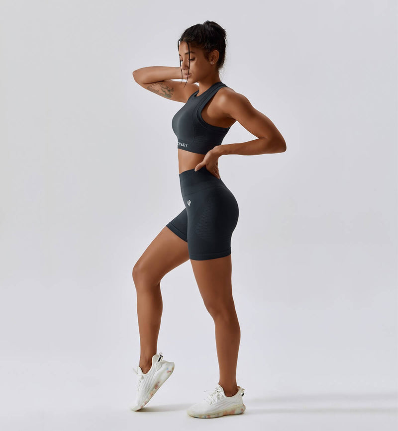 Air Flow Training Cropped Tank-Shadow Gray