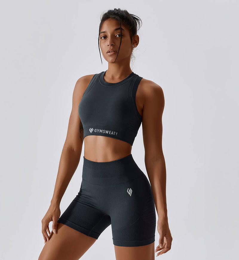Air Flow Training Cropped Tank-Shadow Gray