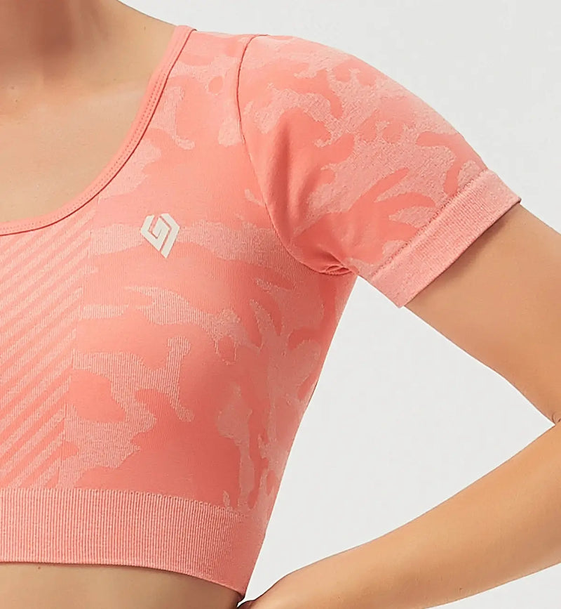 Fancy World Sexy Back Cropped Yoga Short Sleeve