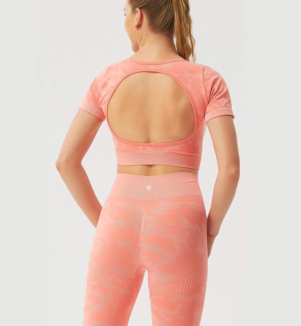 Fancy World Sexy Back Cropped Yoga Short Sleeve