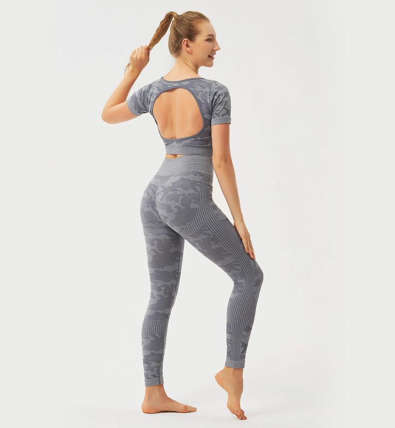 Fancy World Sexy Back Cropped Yoga Short Sleeve