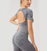 Fancy World Sexy Back Cropped Yoga Short Sleeve