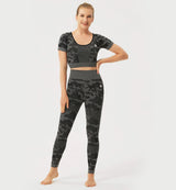 Fancy World Sexy Back Cropped Yoga Short Sleeve