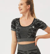 Fancy World Sexy Back Cropped Yoga Short Sleeve