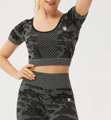 Fancy World Sexy Back Cropped Yoga Short Sleeve