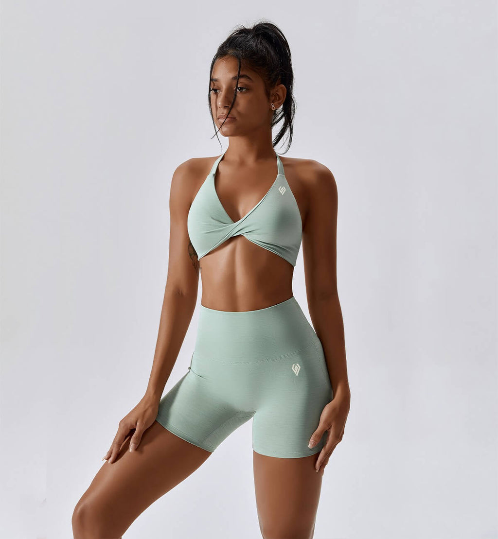 Twist Front Halter Sports Bra