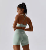 Revive Halter Neck Twist Sports Bra-Shelduck Blue
