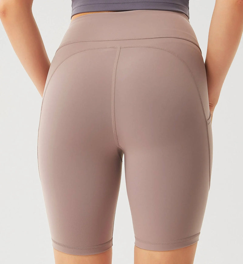 High Waisted Seamless Shorts With Pockets