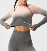 Ombre Long Sleeve Crop Top