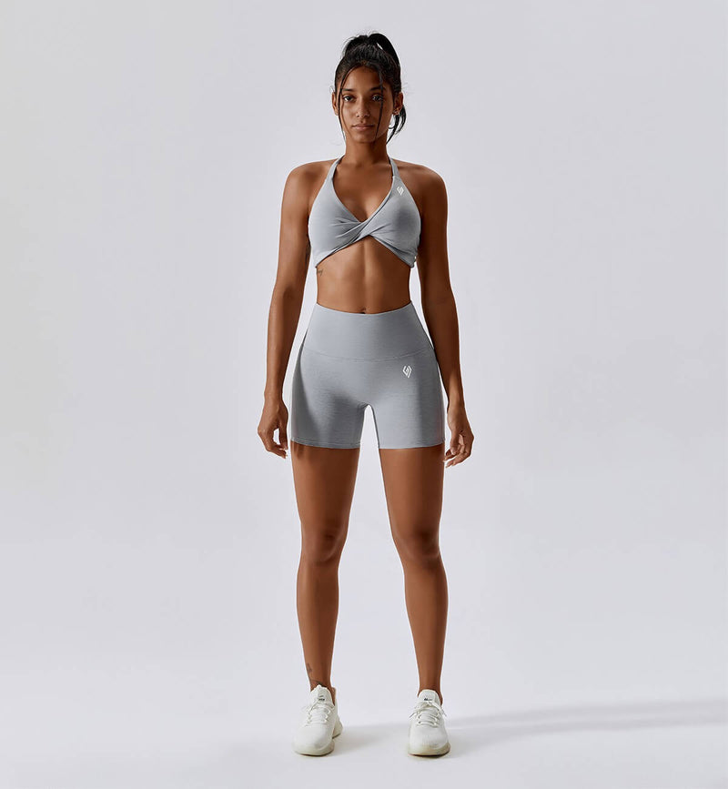 Revive Scrunch Butt Shorts-White Smoke