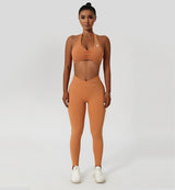 Halter Neck Ruched Sports Bra