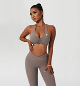 Halter Neck Ruched Sports Bra