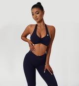 Halter Neck Ruched Sports Bra