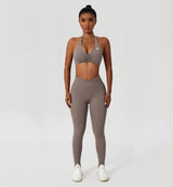 Halter Neck Ruched Sports Bra