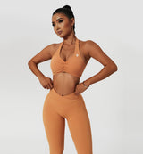 Halter Neck Ruched Sports Bra