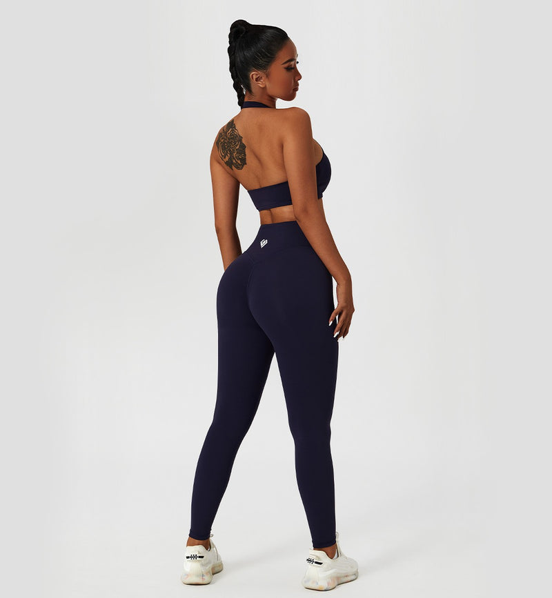 Halter Neck Ruched Sports Bra